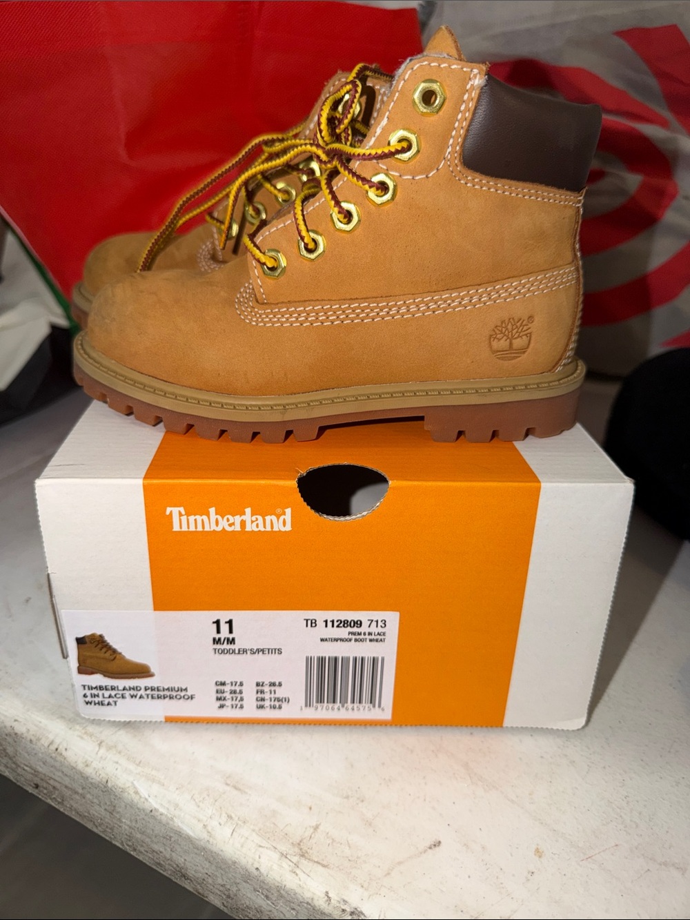 Timberland Kids Wheat Nubuck Boots Size 11C Used ONCE ! Comes With Original Box
